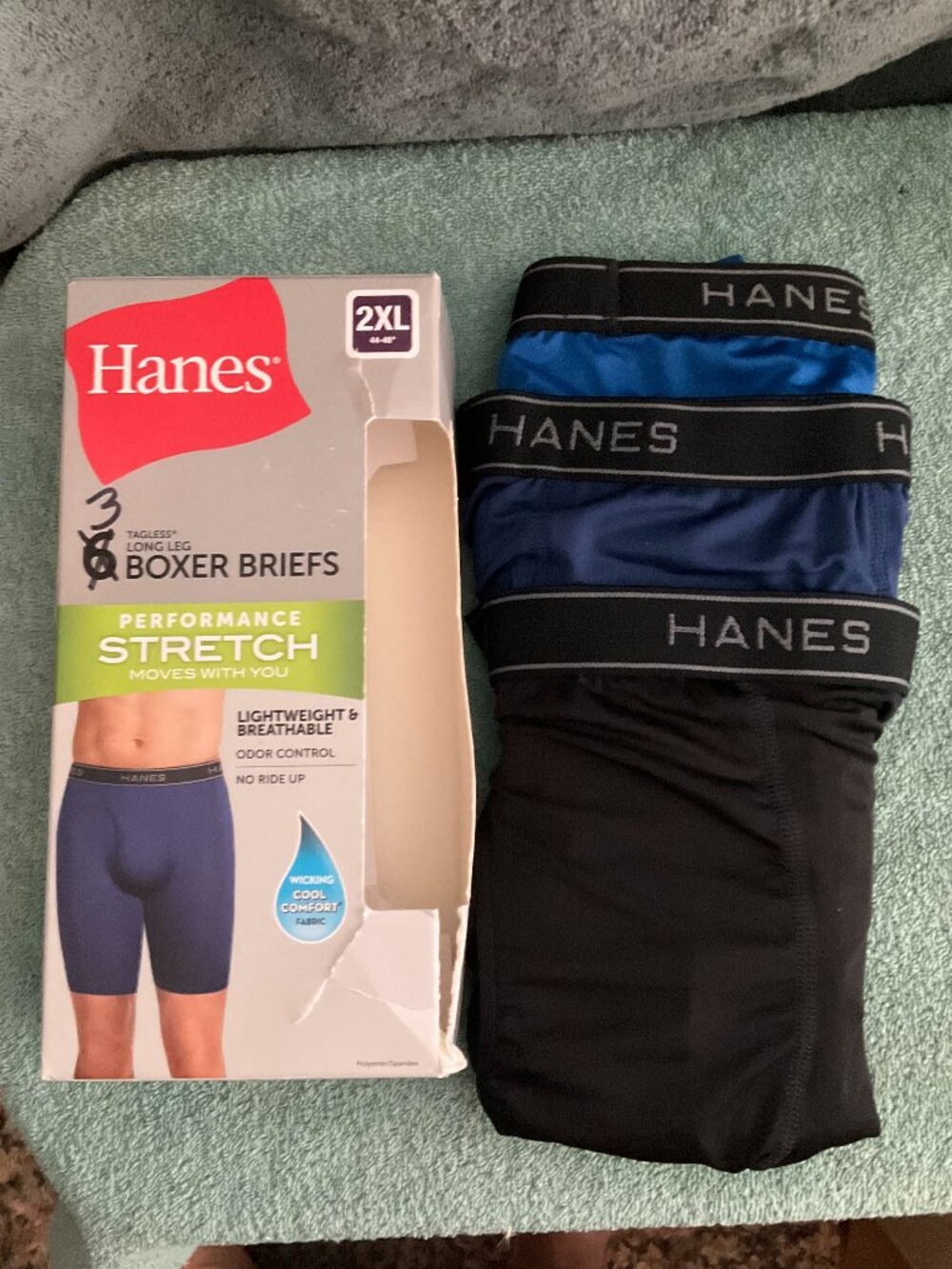 Men's Hanes Performance Stretch Boxer Briefs Size 2XL